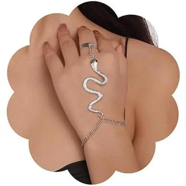 Boho Butterfly Finger Ring Bracelet Dainty Hand Chain Harness Bracelet with Open Band Ring for Women