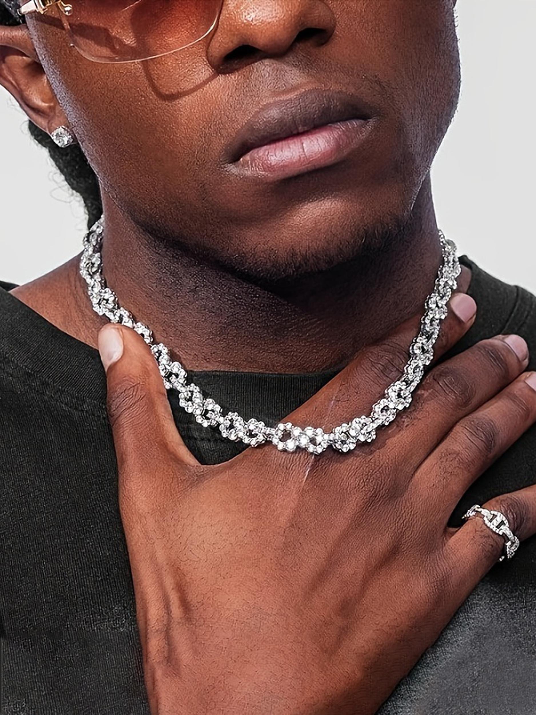 Infinity Symbol Design Bling Rhinestone Decor Necklace, Minimalist Chain Necklace, Chunky Chain Necklace, Hip Hop Jewelry for Parties and Daily Outfits, Trendy Versatile & Exquisite Jewelry for Gift, Modern Versatile Accessories