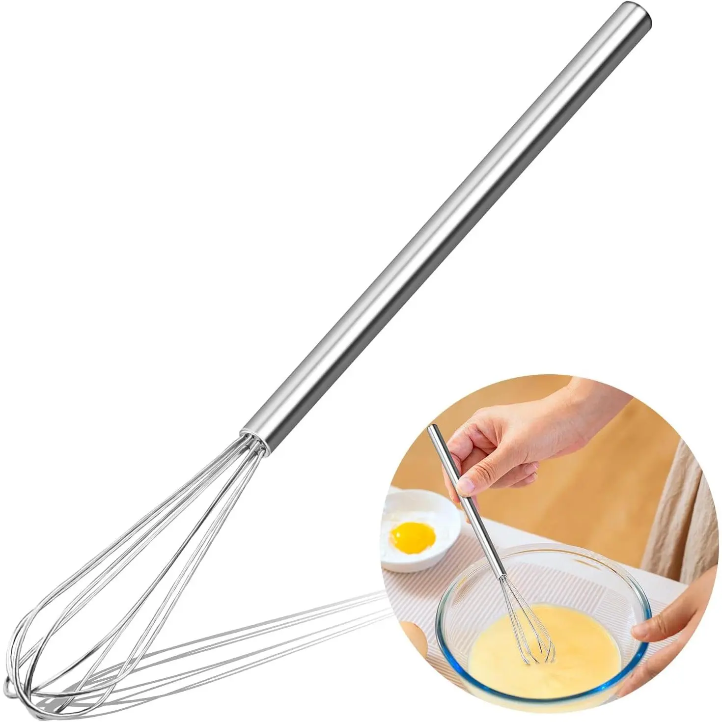 10 Inch Mini Whisk, 304 Anti-Rust Stainless Steel Small Whisks | Durable Small Whisks for Cooking,Baking, Mixing Ingredients & Deep Containers ()