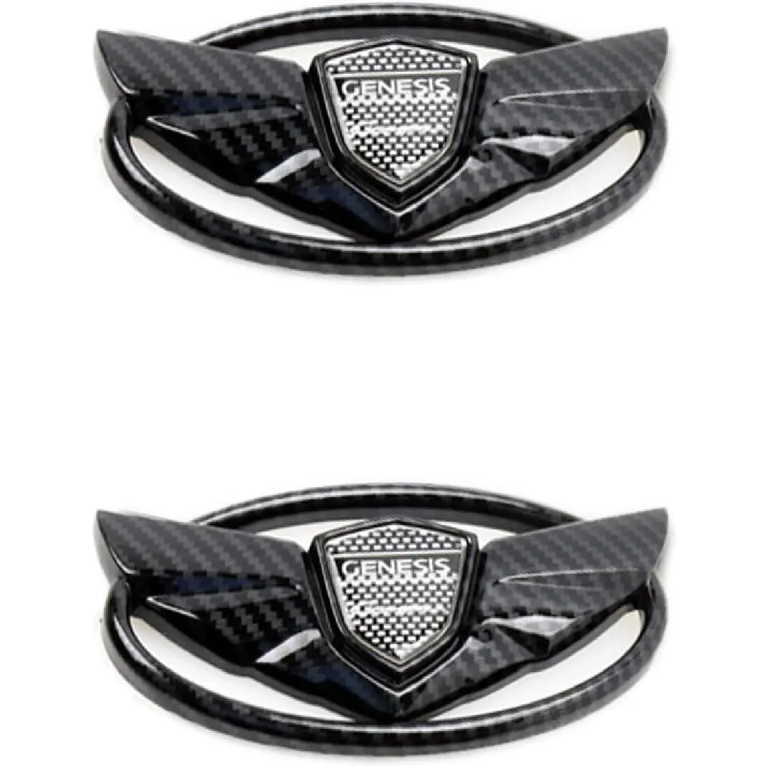 2-Piece Carbon Fiber Genesis Emblem Set, Front+Trunk Logo Stickers for 2010-2017 Genesis Coupe, Art of Speed Wing Car Exterior Decals Accessories, Car Decals
