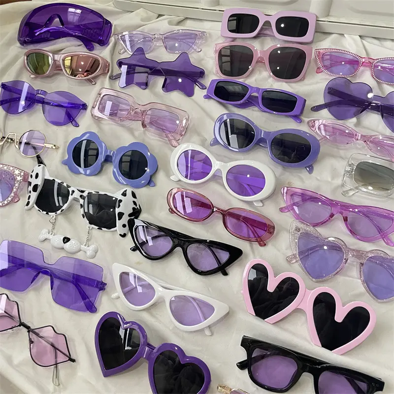 Vintage Purple Dopamine Round Shape Sunglasses - UV Protection, Prescription Ready, Single Pair Sun-Protective Eyewear for Women, Flattering for Facial Contours