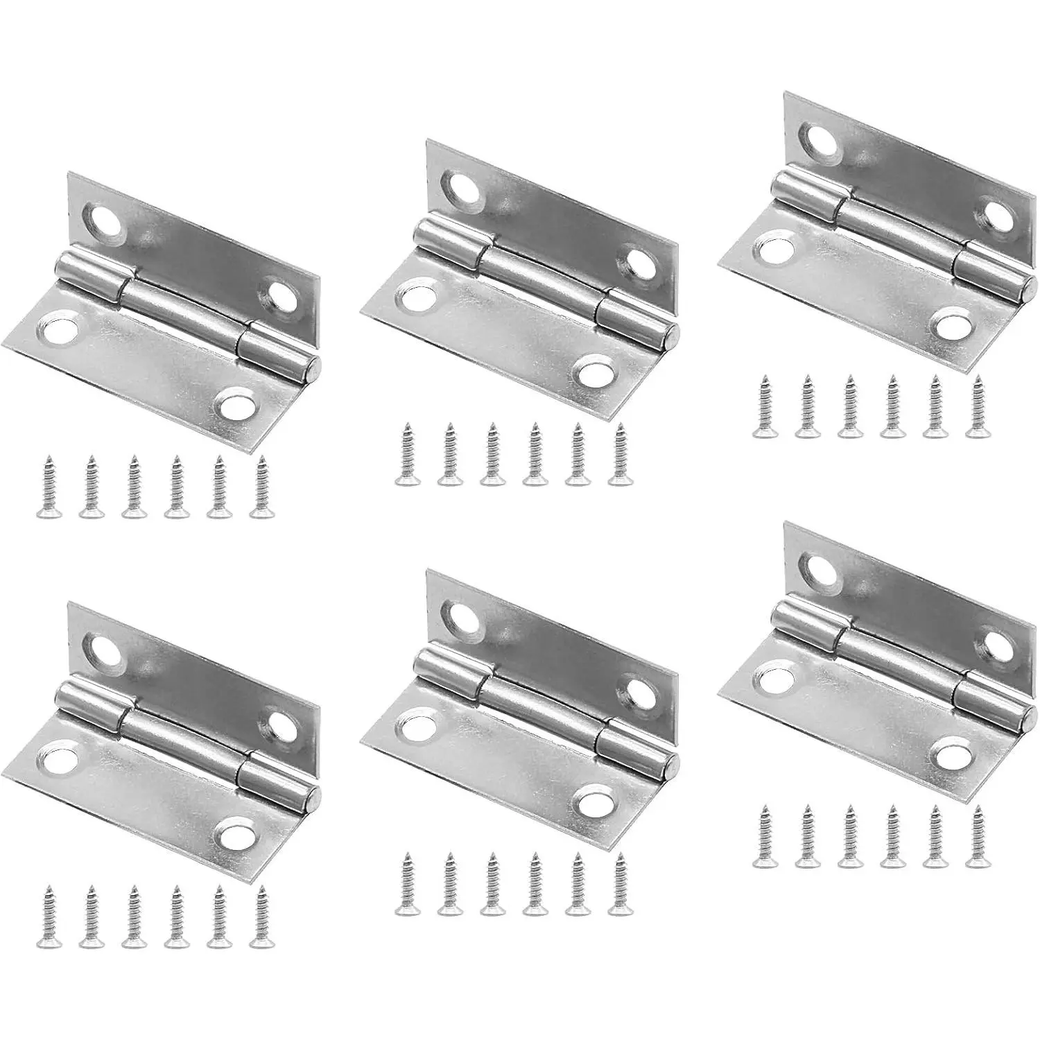 6 Pack 1.5 Inch Butt Hinges, 304 Stainless Steel Mini Hinges for Small Cabinet, Folding Craft, Boxes, Gate, Drawer, Mounting Screws IncludedGift