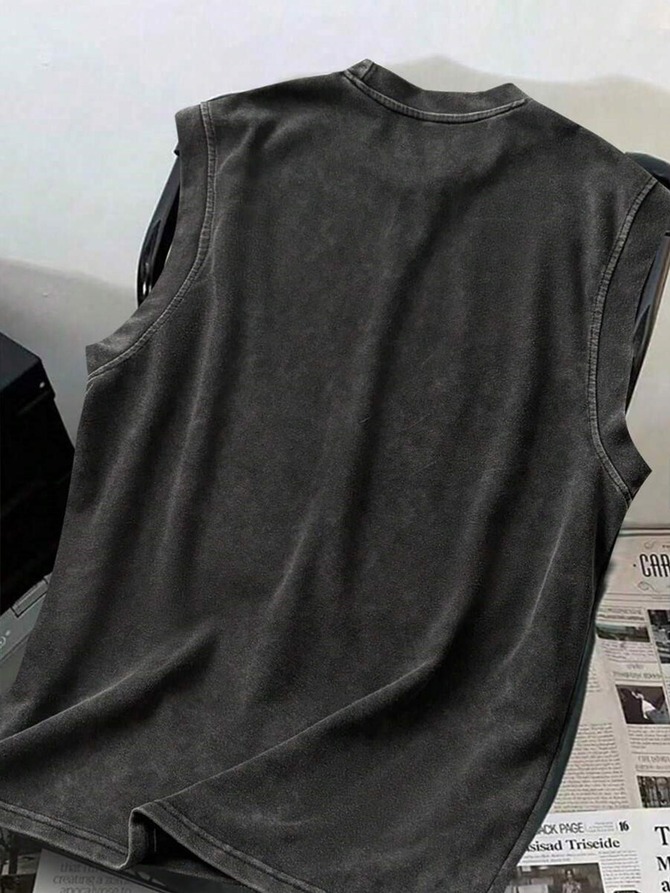 Cotton Vintage Distressed Men's Tank Top, Stylish Casual Sleeveless Shirt for Summer, Fitted Design for Ages 13 to 44, Halloween