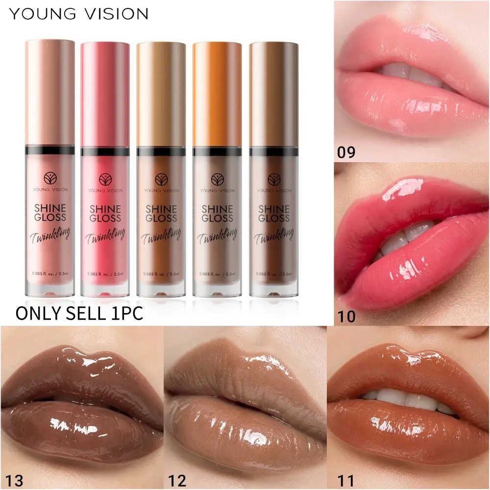 YOUNG VISION Liquid Lip Gloss, Pearl Finish, Fine Glitter Texture, Buildable Shine, Glassy Lips, Daily Use, Atmosphere-Enhancing Lip Color