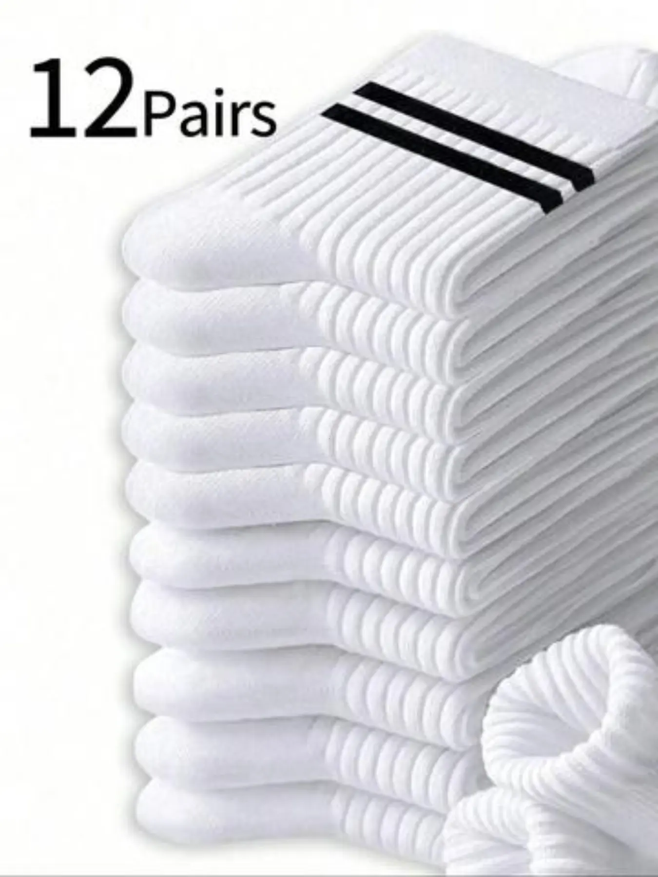 12 Pairs Teen Girls Striped Crew Socks, Anti-Odor Mid-Calf Casual Sports Socks, Soft Comfortable, All Seasons, Unisex Student Socks
