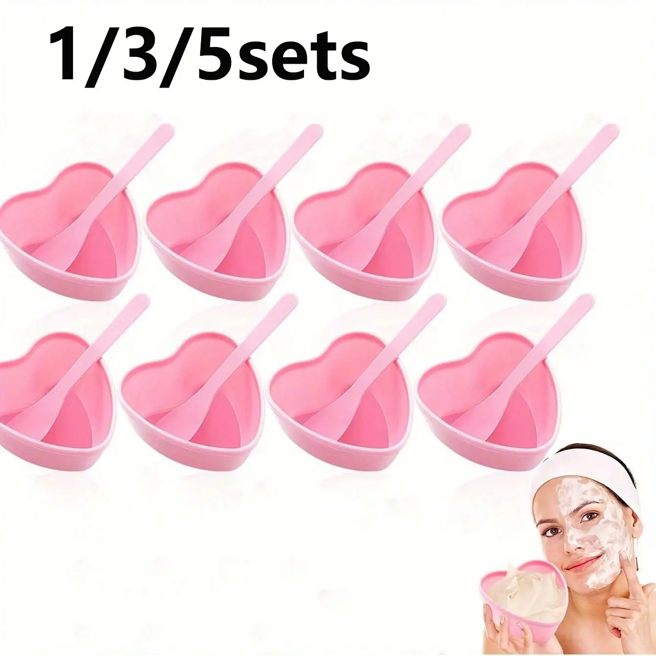 Heart Shaped Mask Mixing Bowl Set with Spatula, Scent-Free Plastic DIY Skincare Tools, Beauty Salon Supplies, Home Beauty Essentials
