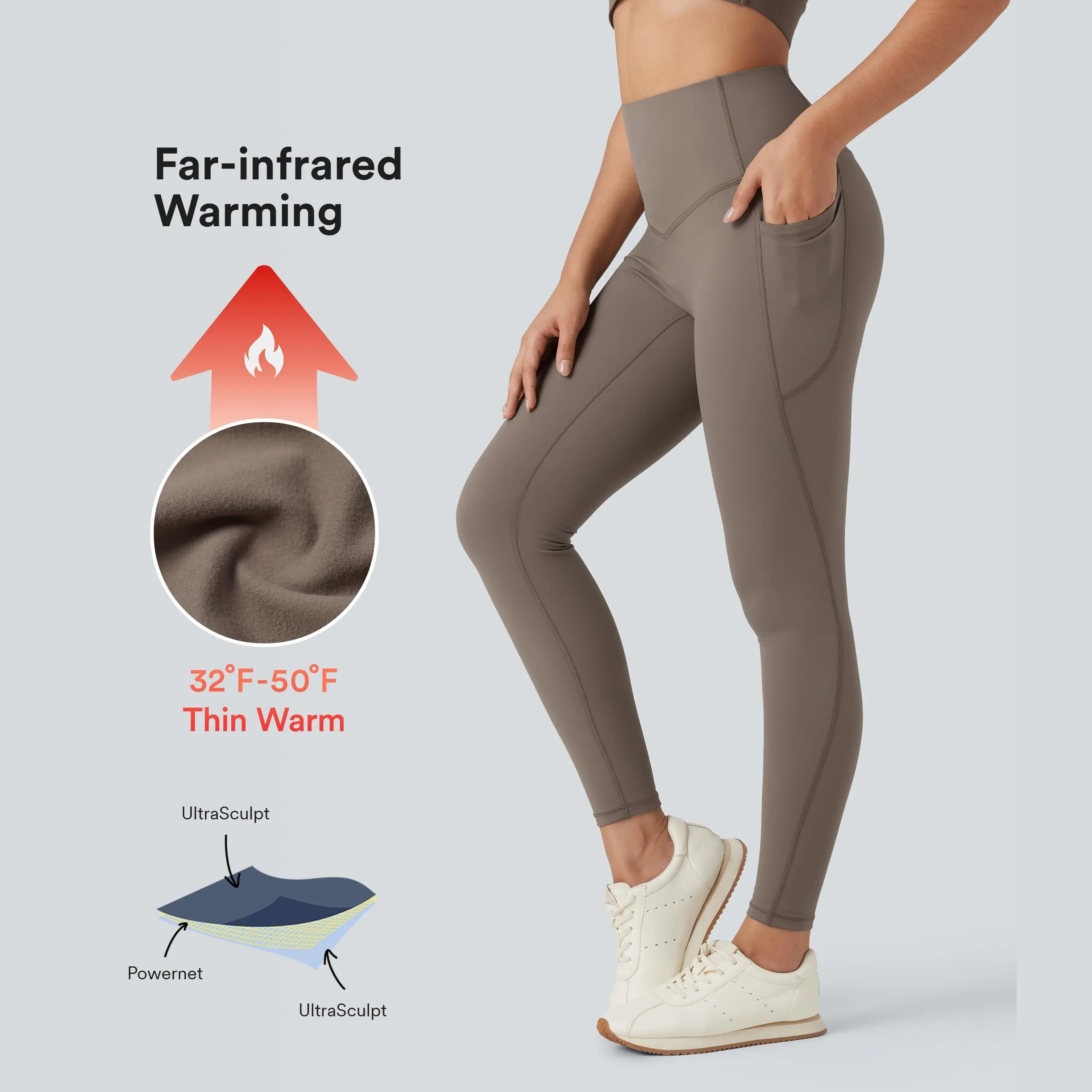 Halara Ultrasculpt™ Heat High Waisted Tummy Control Fleece Yoga Leggings with Pockets