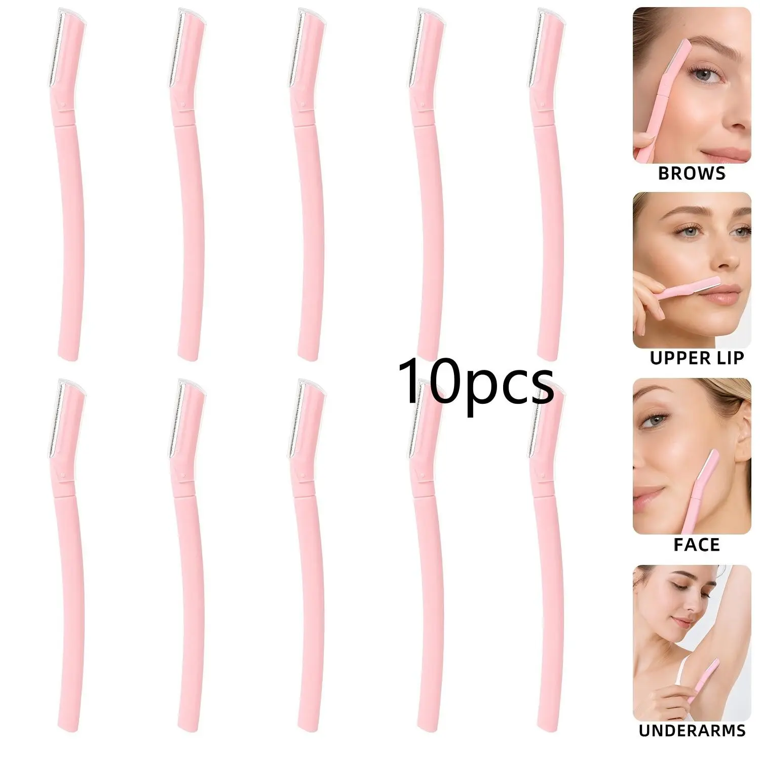 10pcs Pastel Color Eyebrow Razors, Anti-Slip Handle, Protective Cover, Safe Dermaplaning Shaver, Multipurpose Beauty Tools