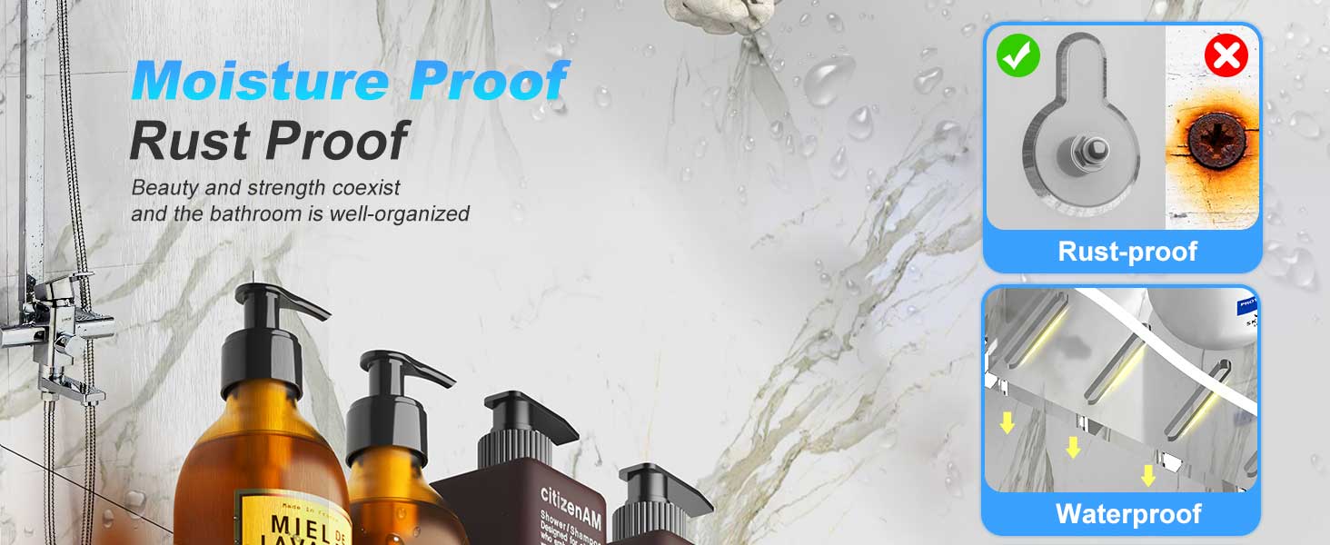 Acrylic Shower Shelves 3 Pack, Clear Adhesive Shower Organizer - No-Drill Wall Mount Storage Rack, Versatile Caddy for Bathroom & Kitchen (Transparent)