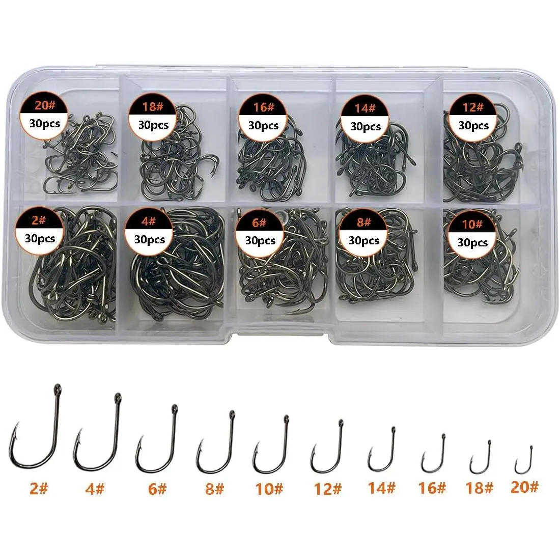 300Pcs/ 500Pcs/ 1000Pcs Small Fishing Hooks, 10 Different Sizes Tiny Fish Hook Set  Freshwater