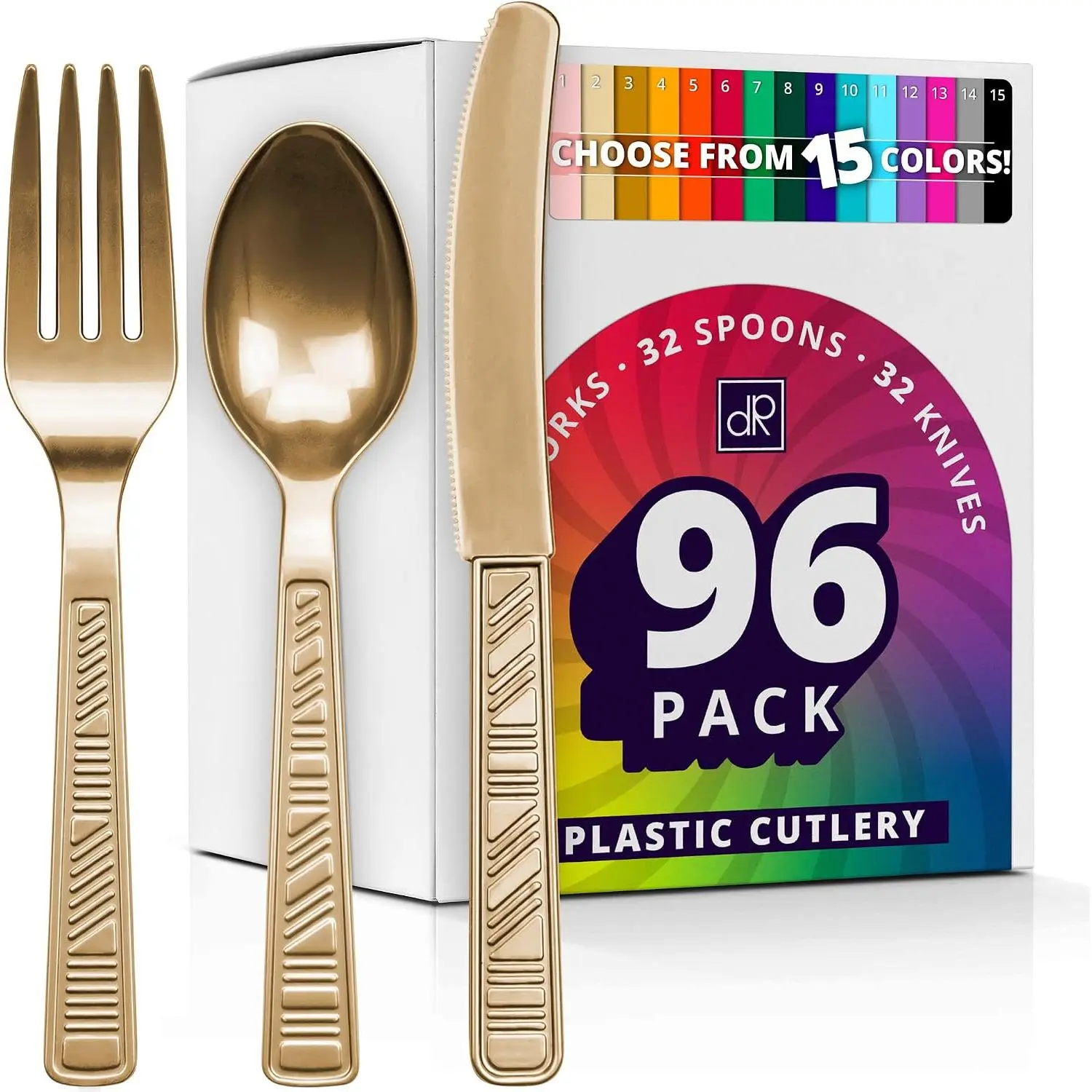 96 count Plastic Cutlery Set, Heavy Duty Silverware,