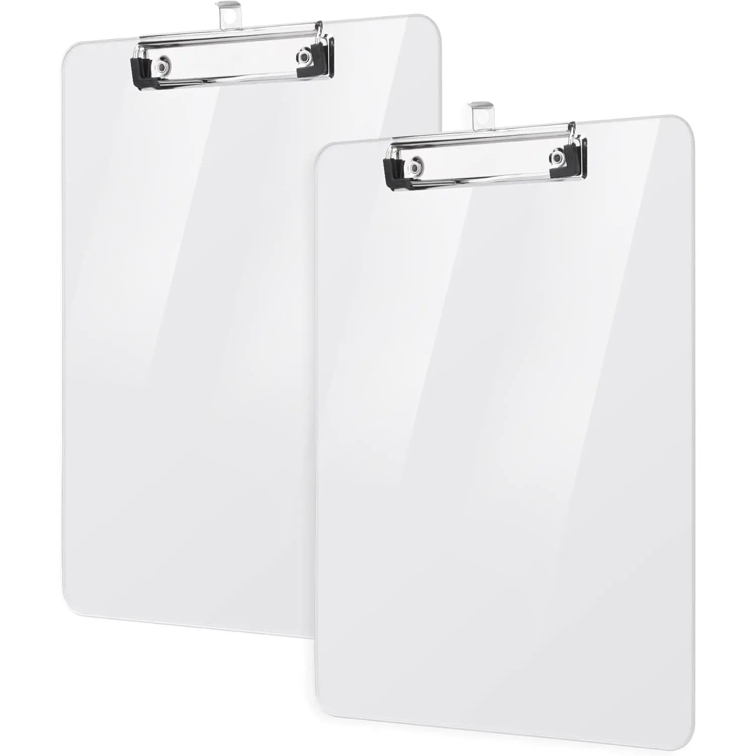 2 Pack Plastic Clipboards A4 Acrylic Clear Board 8.5x11 for Classroom Students Transparent Letter Size 9" x 12.5" with Low Profile Clip Office & School Supply