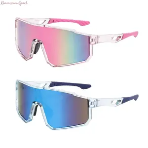 2-Pack Unisex One-Piece Wraparound Sports Sunglasses, windproof full UV400 protective lenses, lightweight comfy cycling eyewear for MTB biking, road riding, driving, hiking and everyday outdoor adventures.