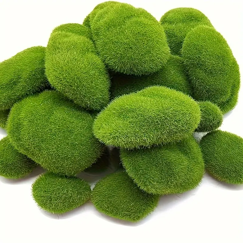 9 PCS Green Artificial Moss Rocks, Realistic Faux Moss Stones for Garden Decor, Terrarium & Fairy Garden Accessories, 9Pcs, Covered Stones, Terrarium Decoration, Outdoor, Set Pack, Realistic Look