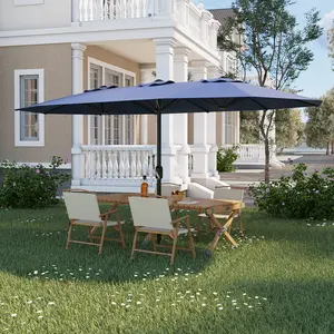Extra Large 13FT Double-Sided Patio Umbrella - Heavy Duty Rectangular Outdoor Sun Shade - Waterproof, Windproof, UV Protection - Easy Crank Lift for Garden, Pool, Lawn, Deck (Base Not Included)