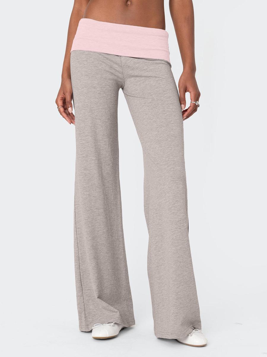 Casual Wide Leg Sweatpants for Women Fold Over Low Rise Flare Yoga Lounge Pants Back to School Clothes for Teen Girls Trousers