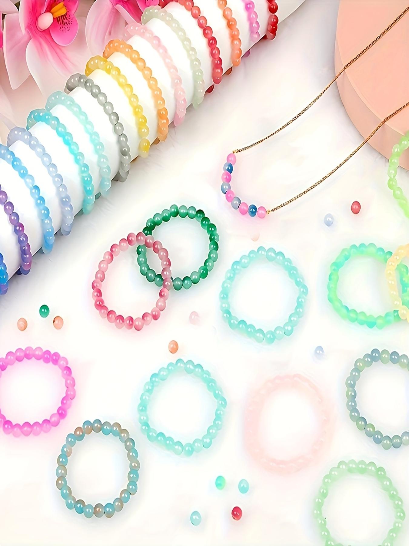 360pcs 24-Color Crystal Glass Beads Jewelry Making Kit, Round Party Style Beads for DIY Bracelets, Beading Starter Crafts Gift