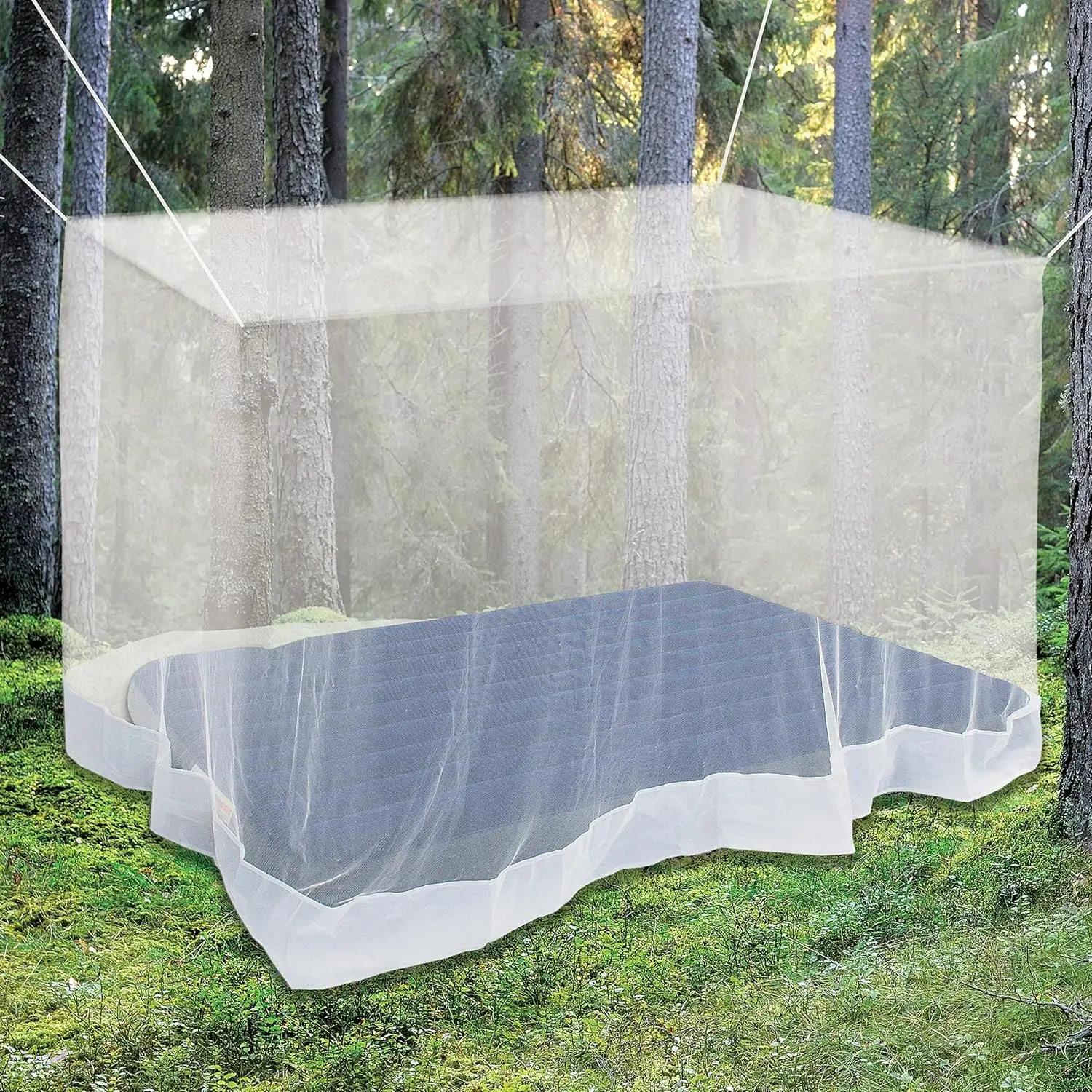 Premium Mosquito Net for Double Bed, Crib, Hammock or Camping, Full Hanging Kit with Extra-long Strings and 8 Hooks, Free Carry Bag