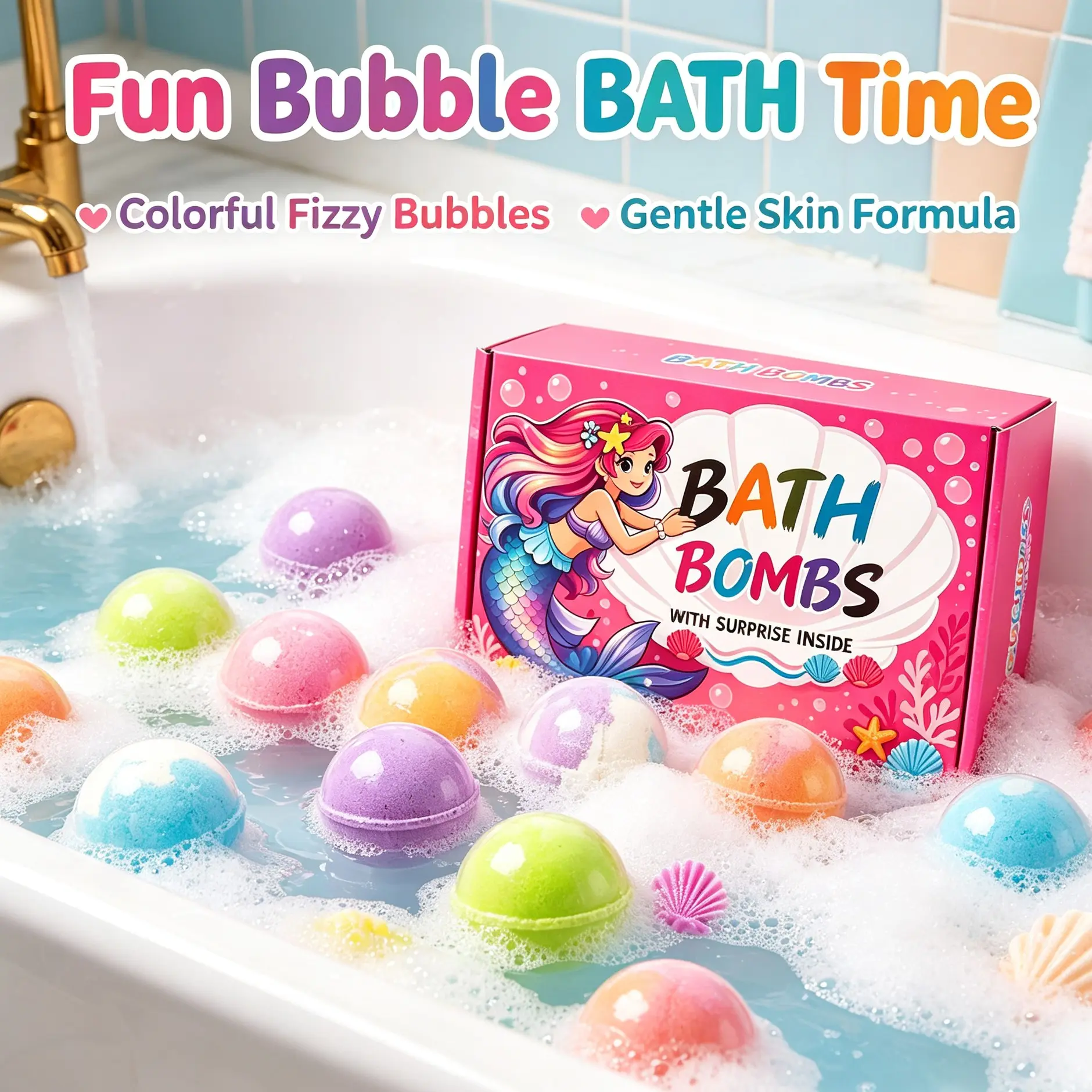 Fun Bath Salt Balls 12pcs Gift Box, Mermaid/ocean/zodiac/halloween Theme, Gentle Essential Oil, Rich Bubbles, Perfect Birthday Gift, Body Care Bath