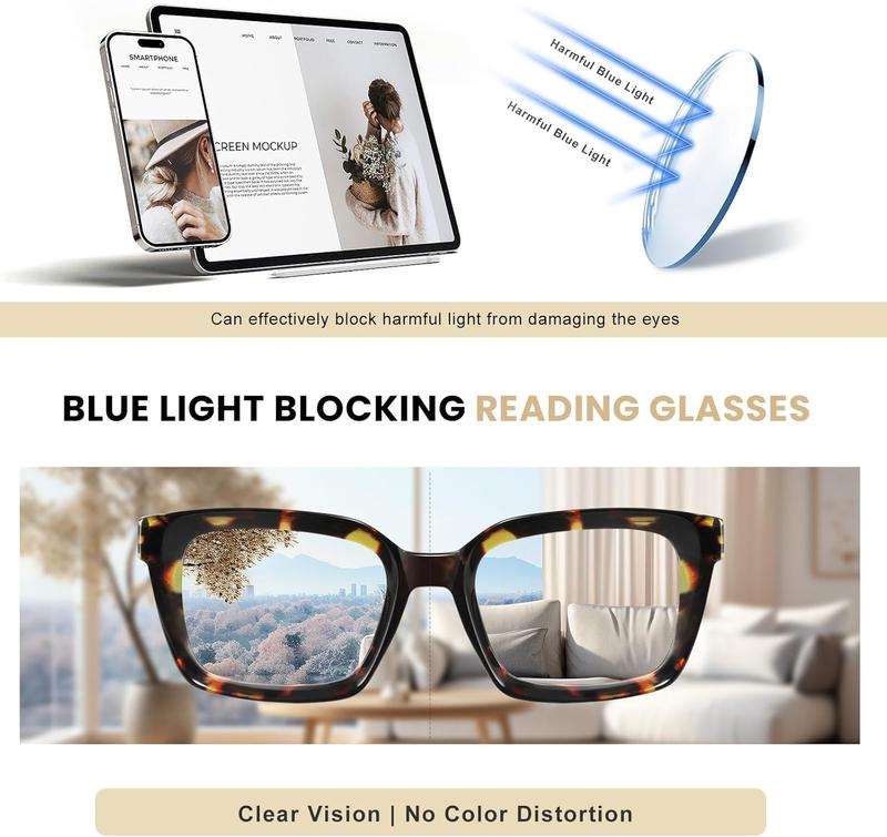 RESJOK 3 Pairs Reading Glasses for Women Blue Light Blocking Oversize Square Anti Glare Eyestrain Lightweight Gift UV Protection High Definition Vision Gift Lightweight Uv Black Friday