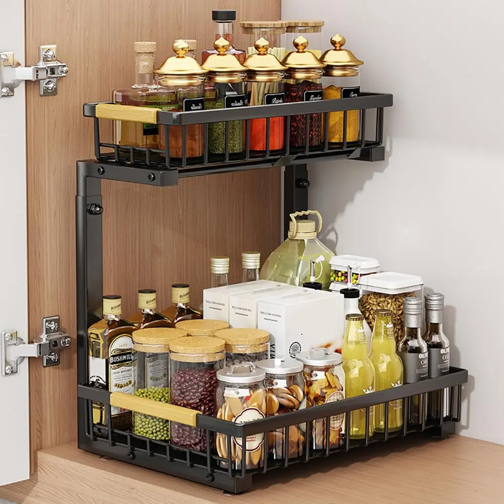 Power Too kitchen counter l Organizer Storage Rack Wall Mount Drill Cordless Tool Holder, Mesh Anti-Drop Design, Tool Shelving Rack with Side Screwdriver Rack and hooks for Garage Workshop - Four layers， sink shelf
