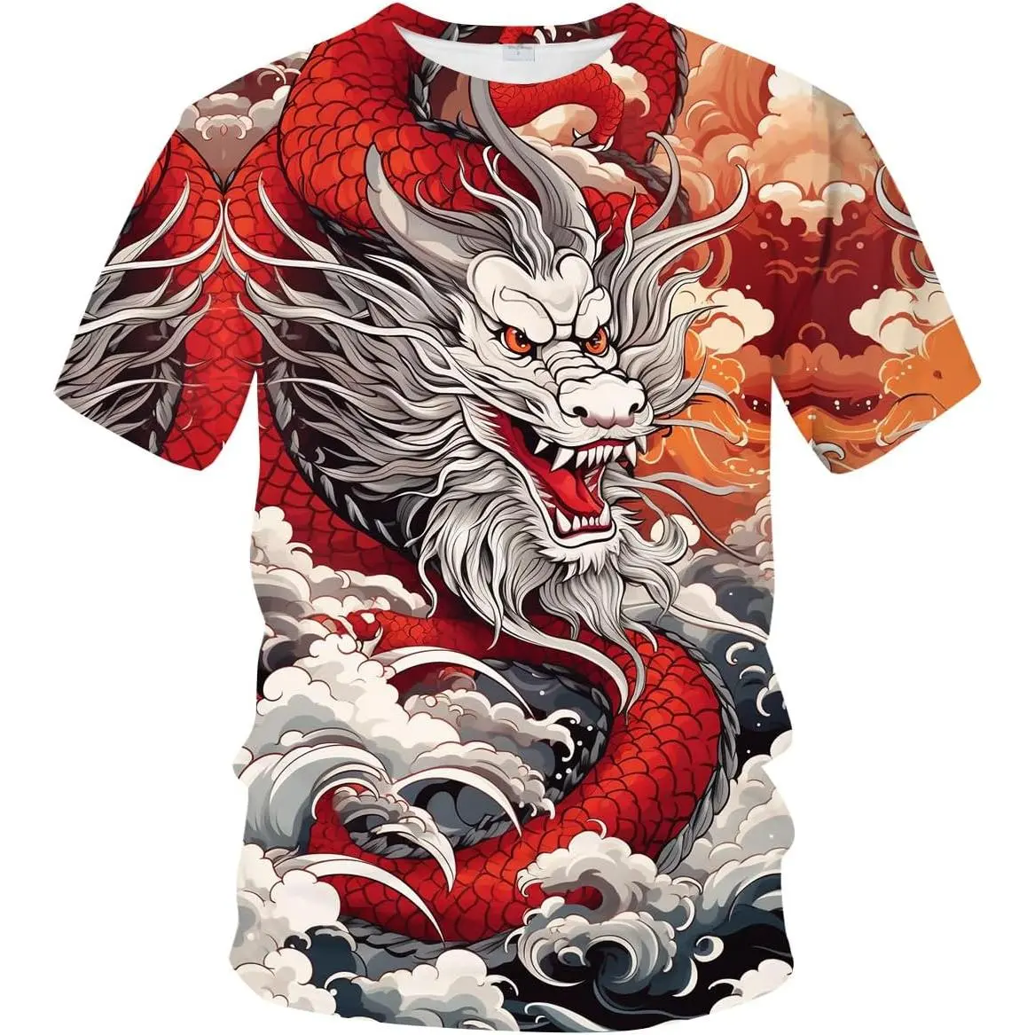 Men's Dragon Shirt 3D Fantasy Animal Themed T-Shirt Vintage Funny Short Sleeve Tees Tops