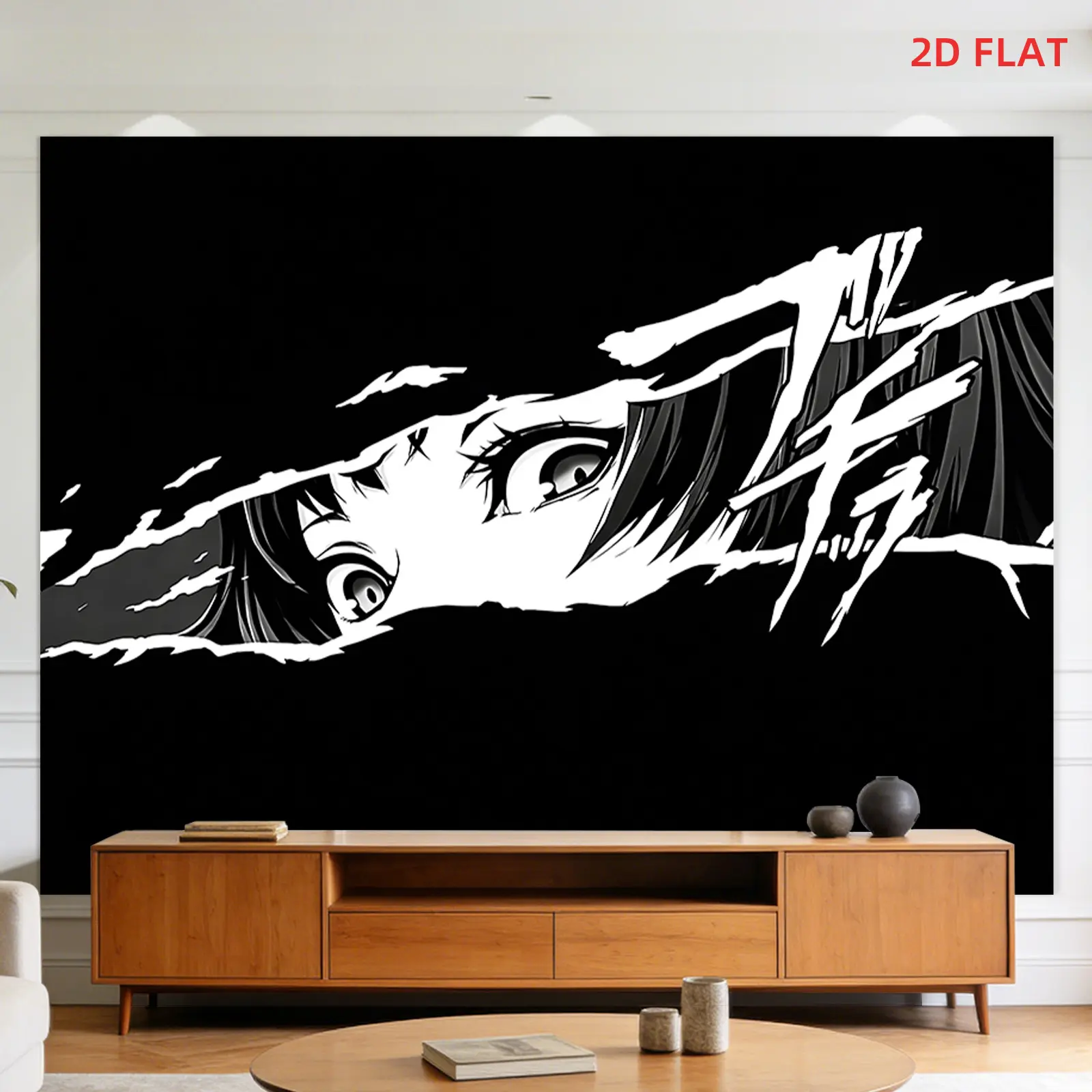 Wall backdrop Back to school banner Large Anime Wall Hanging Tapestry - Black & White Manga Suitable for Room Decor, Parties, Weddings, Birthdays - Fabric for, Themed Events, Graduation Gifts, 2D Flat