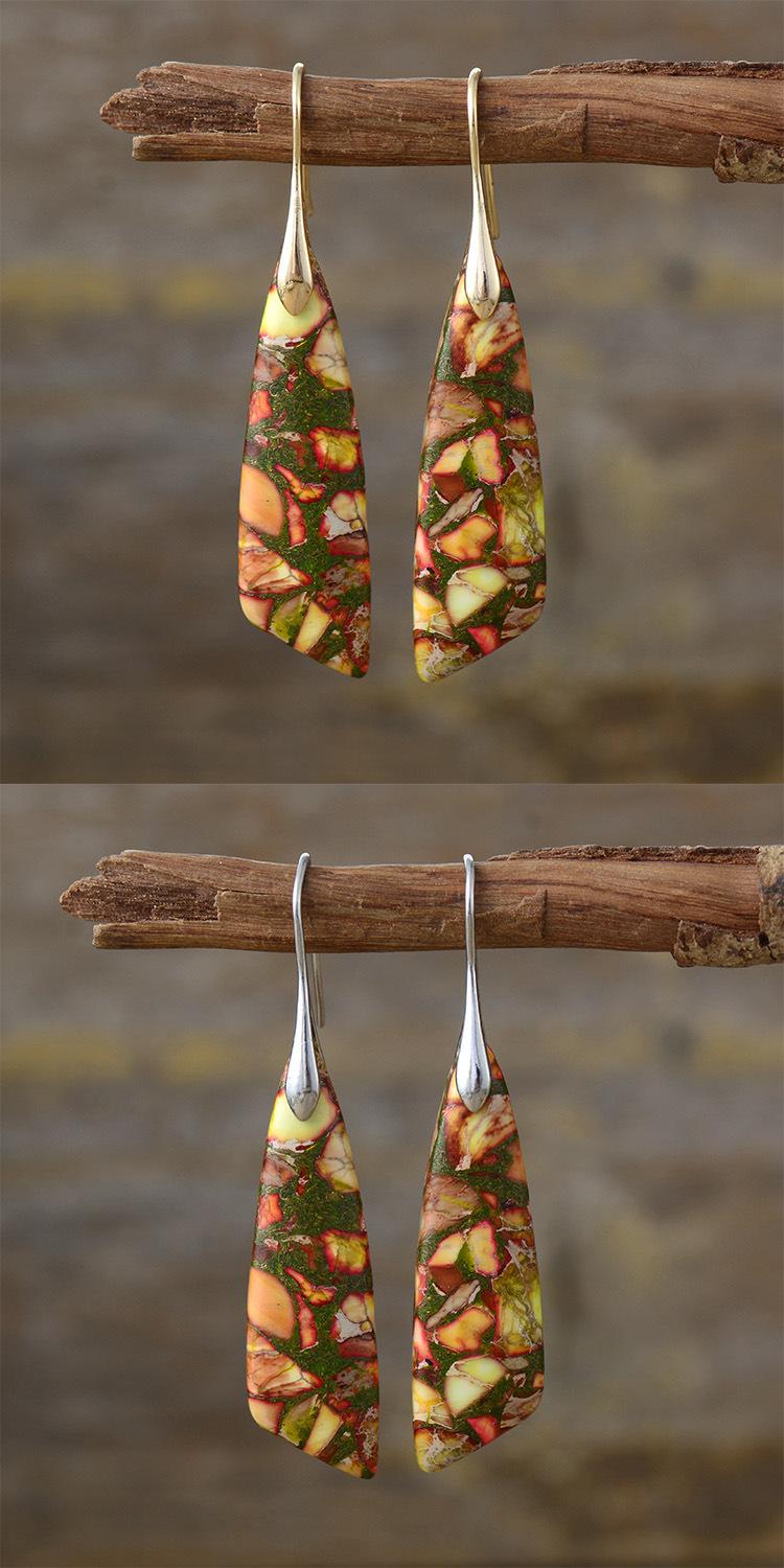 Bohemian Emperor Stone Geometric Pendant Earrings Natural Stone Jewelry