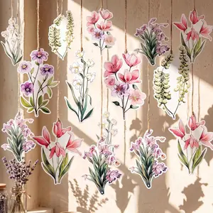 16 count Large Ornament 12"/10"/8.5" Glitter Cutouts  to School Double Sided Decoration Giant  Decoration with 9.8 ft Ribbon for (Flower,Colorful)
