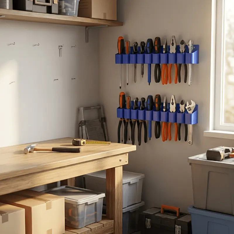 New Blue 10-Slot Wall Mount Screwdriver And Pliers Holder Rack, Pegboard Compatible Garage Tool Organizer for Workshop, Shed, Home, Storage Rack, Tool Storage Racks (Includes Screws)