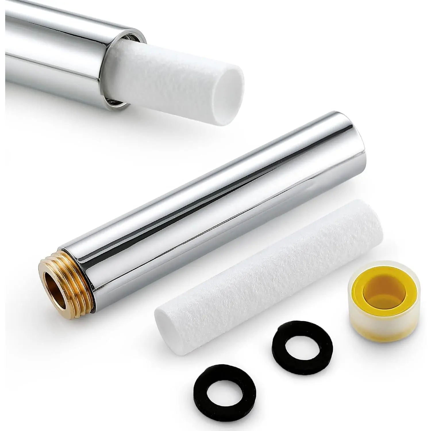 4" Showerhead Extension Arm w/PP Filter , 4 Inch 304 Stainless Steel Chrome Shower Arm Extender,  Sediment & Rust, Prevents Clogging, Extends Showerhead Life in Hard Water Area