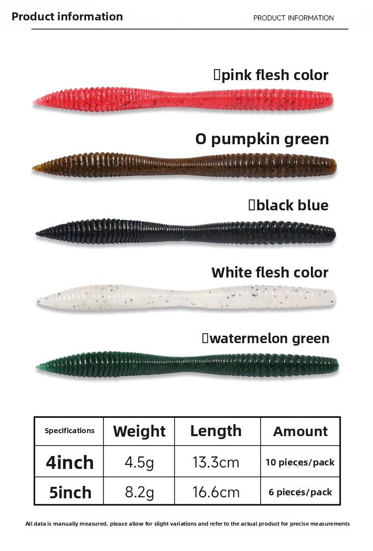 Rockin' Noodle Worm HighDensityLeadFreeSoftBait TexasRiggedLure For BassFishing RockWorm ArtificialBait With WeightedInsert Perfect For BassTrolling And TexasRig