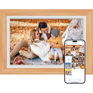 Touch Digital Picture Frame WiFi 10 inch IPS Touch Screen Digital Photo Frame Display, 32GB Storage, Auto-Rotate, Share Photos via App, Email, Cloud, Classic 10 Brown