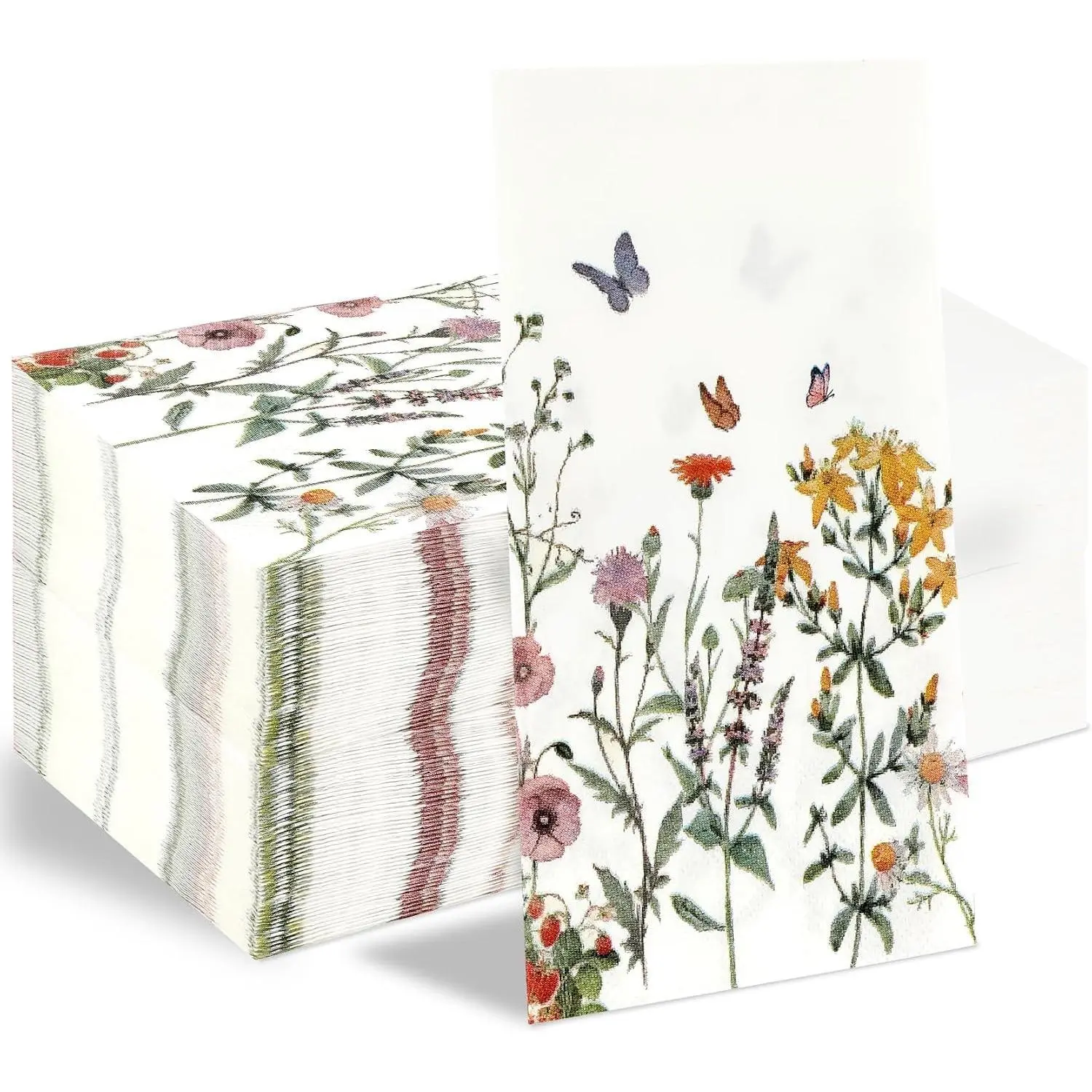 50 Pcs Floral Disposable Paper Napkins Watercolor Flower Decorative Spring Hand Towels for Bathroom Wedding Birthday Bridal Shower Tea Party Decorations