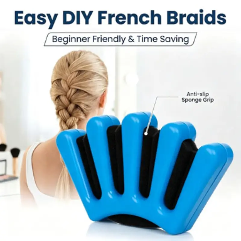 Women's Hair Accessories, Blue Five-Finger Braiding Tool, Manual French Braid Styling Kit, DIY French Twist Hairstyle Tools, Hair Bun Maker