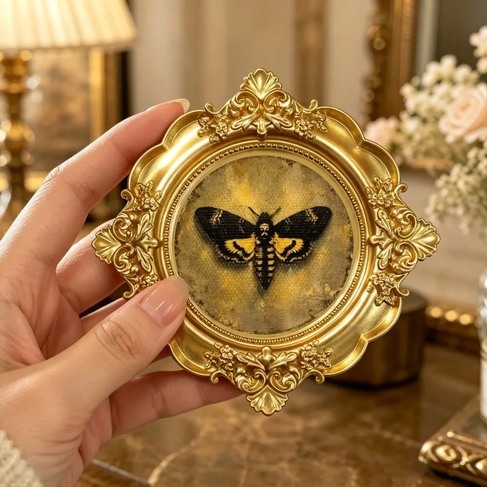 and Gold Butterfly Ornate Frame Wall Decor, Vintage Baroque Embossed Plaque, Retro Gold Accent, Gift for Butterfly Lovers