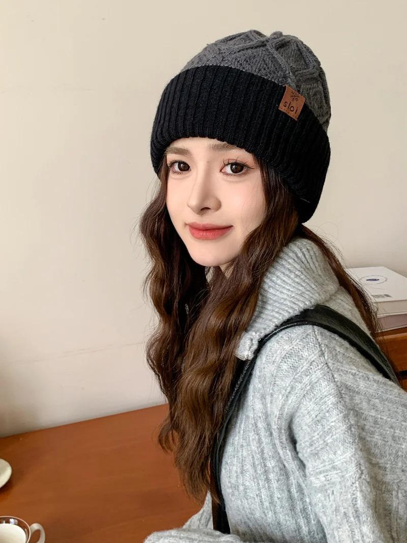 New Women Fashion Slouchy Winter Hats Various Wearing Method Reversible Beanie Hat Thick Knitted Hats