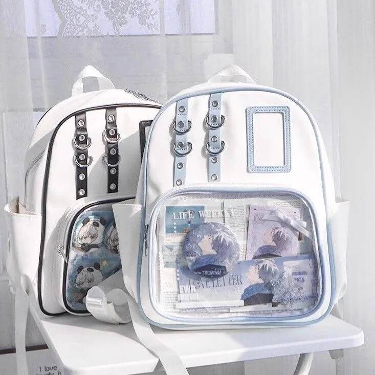 Y2K Cute Mini Backpack Women Fashion ItaBag Sweet Girl Transparent Rucksack DIY Personality Display Knapsack Lolita Shoulder Bag