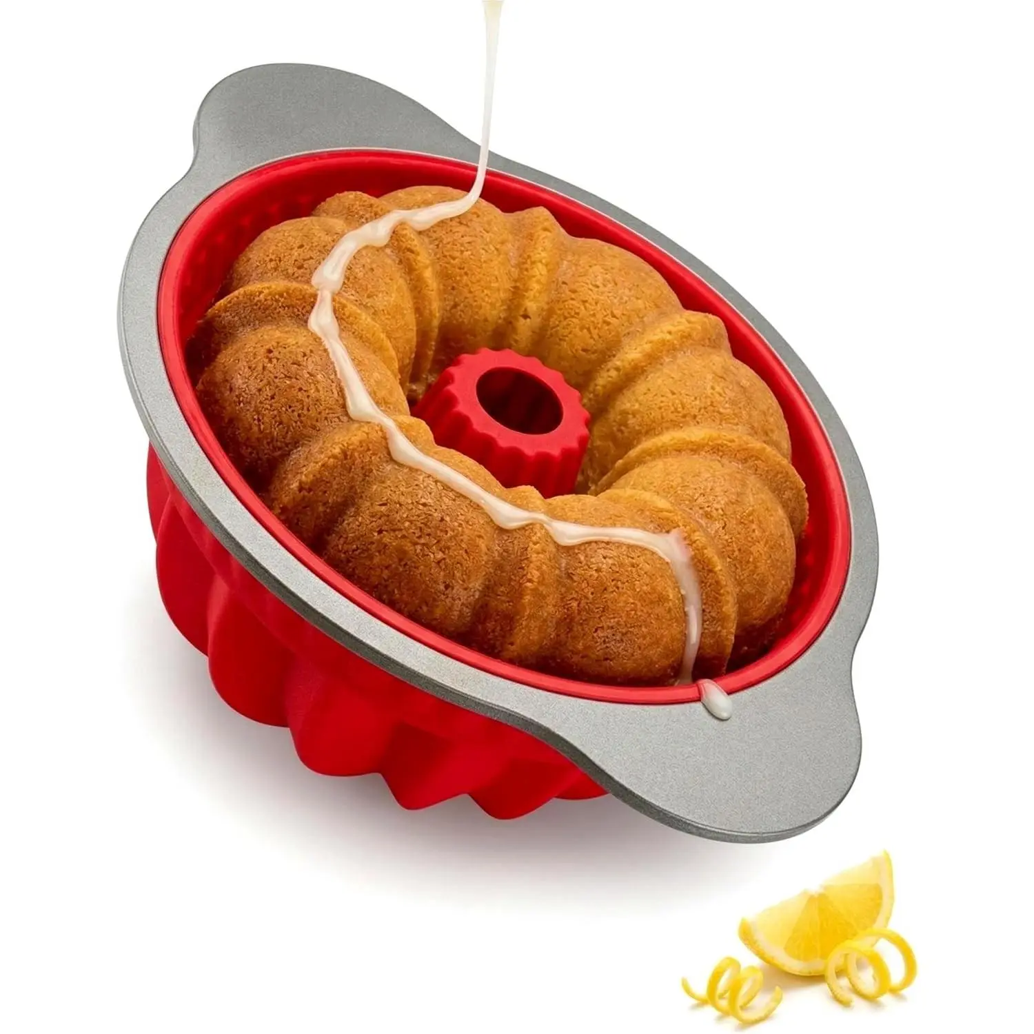 Boxiki Kitchen Premium Non-Stick Silicone Pound Cake Pan – Heavy-Duty Steel Frame, BPA & PFOA Free – Durable Fluted Cake Pan, Moldes para Gelatinas, Pasteles, Flan – No Warping, No Shape Loss