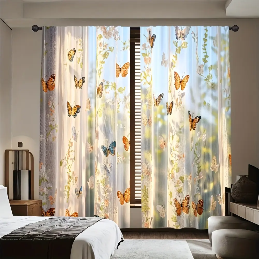 2-piece set 1 type machine washable curtains (excluding, non-retractable, no batteries) living room holiday decoration, home decoration, room decoration luxury attach fancy valance vortina blakout outdoor roller shade custom drapes small rod window adhesi