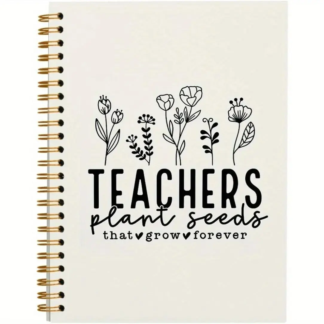 Teacher Plant Seeds Themed Notebook Journal, Spiral Bound Writing Journal, Teacher Appreciation Gift, School Supplies, 1 Count
