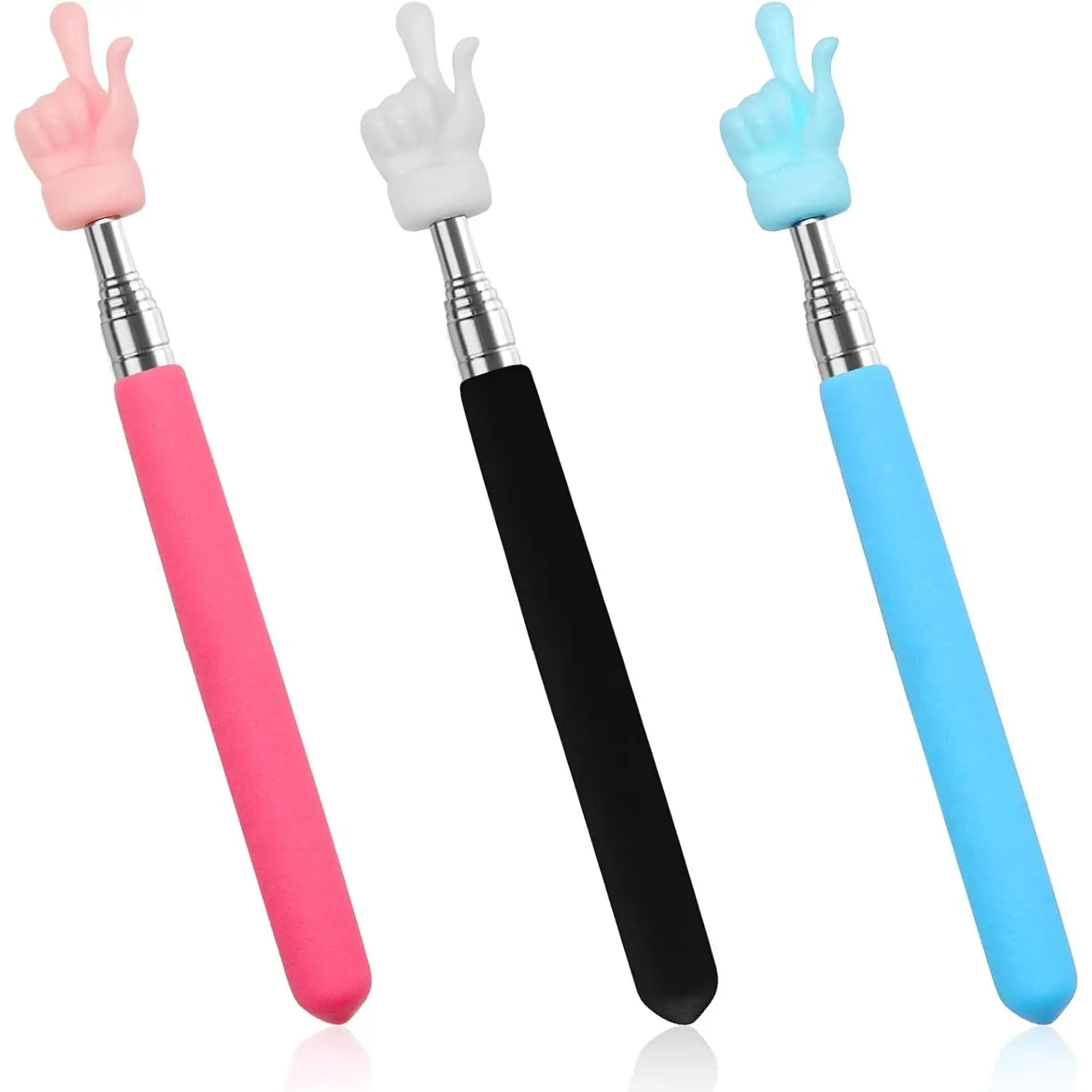 3 count Telescopic Teachers Pointer, Extendable Hand Pointer Finger Pointer Stick, Mini Retractable Classroom Pointer for Elementary School  Teacher, Classroom Supplies (Black  Blue)