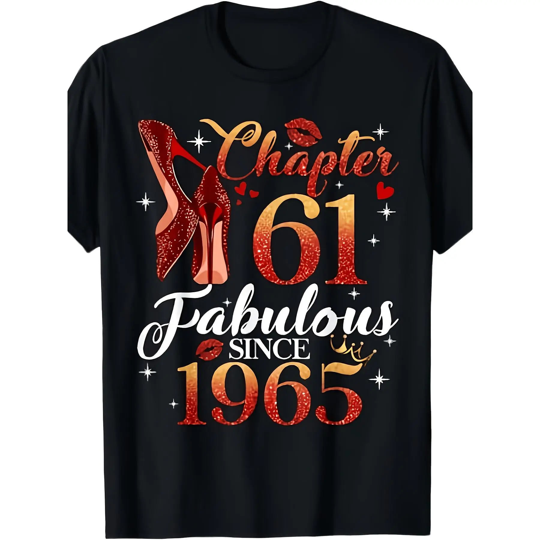 Men'S 61Th Birthday T-Shirt Chapter 61 Fabulous 1965 Print Vintage Round Neck Short Sleeve Casual Top with Light Stretch Fabric Suitable for Birthday Gift Apparel for 6 Men Suitable for Halloween, Beach Vacation, Christmas