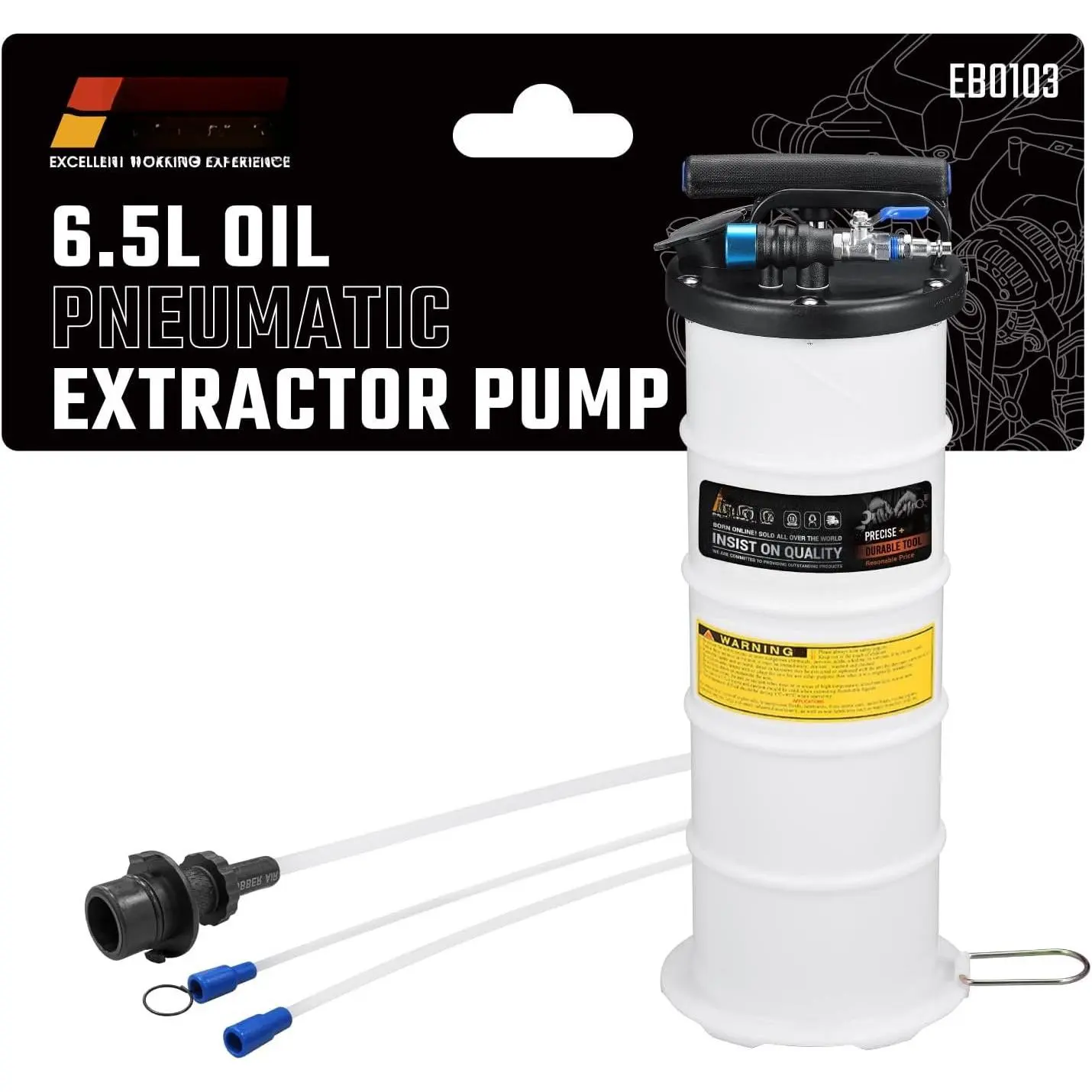 6.5L Dual-Modes Pneumatic/Manual Oil Extractor Pump - Fluid Removal Tool for Automotive Fluids Vacuum Evacuation, DIY Maintenance for DIY Mechanics & Multiple Vehicles