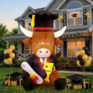 5ft Inflatable Graduation Decorations Highland Cow with LED Lights Class of 2026 Blow up Lighted Yard Decor for Indoor Outdoor Lawn Garden College High School Party Suppliesfidget toys