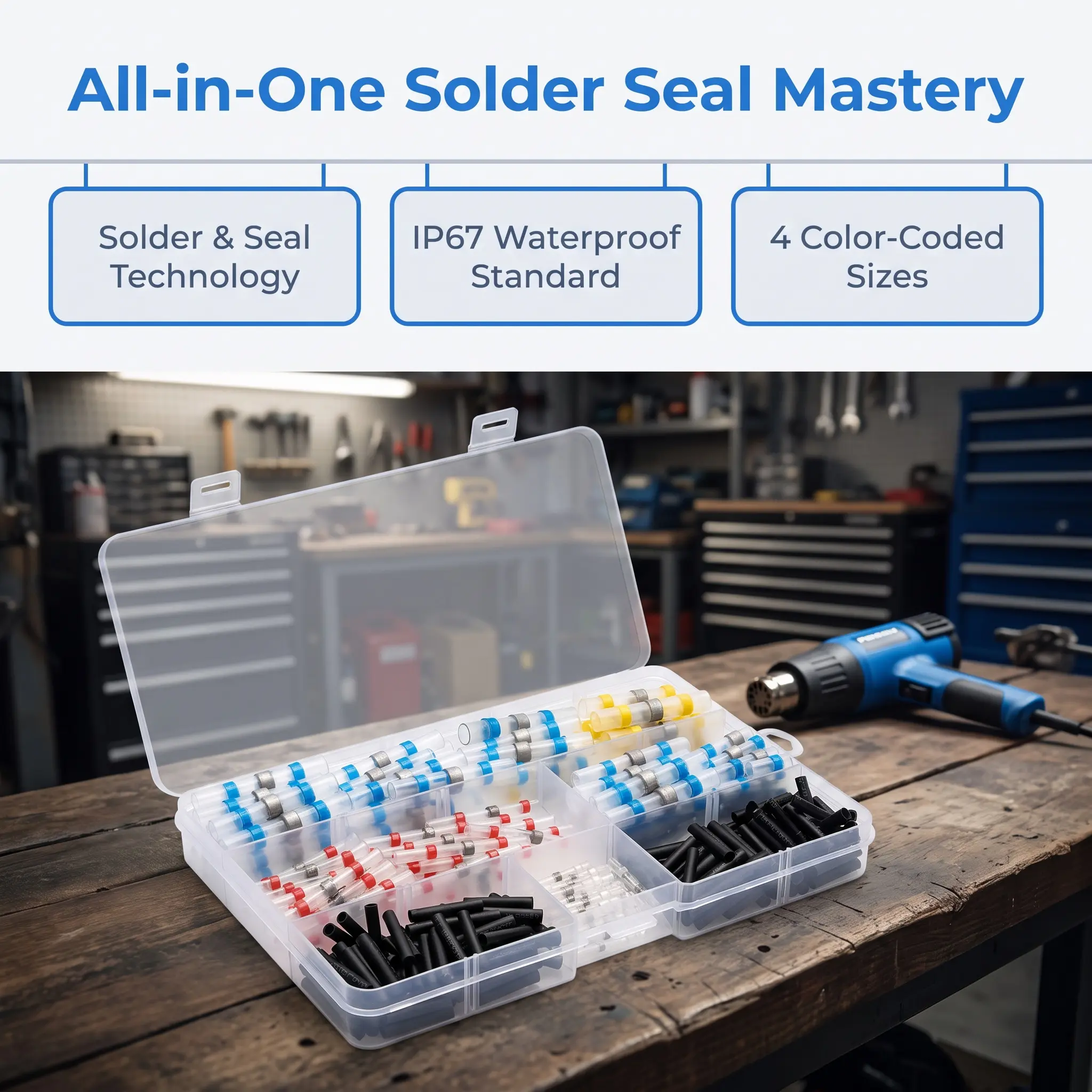 300PCS Haisstronica Solder Seal Wire Connectors - Waterproof Heat Shrink Butt Connectors with Self-Solder Function for Marine, Automotive, Stereo Applications-YY2
