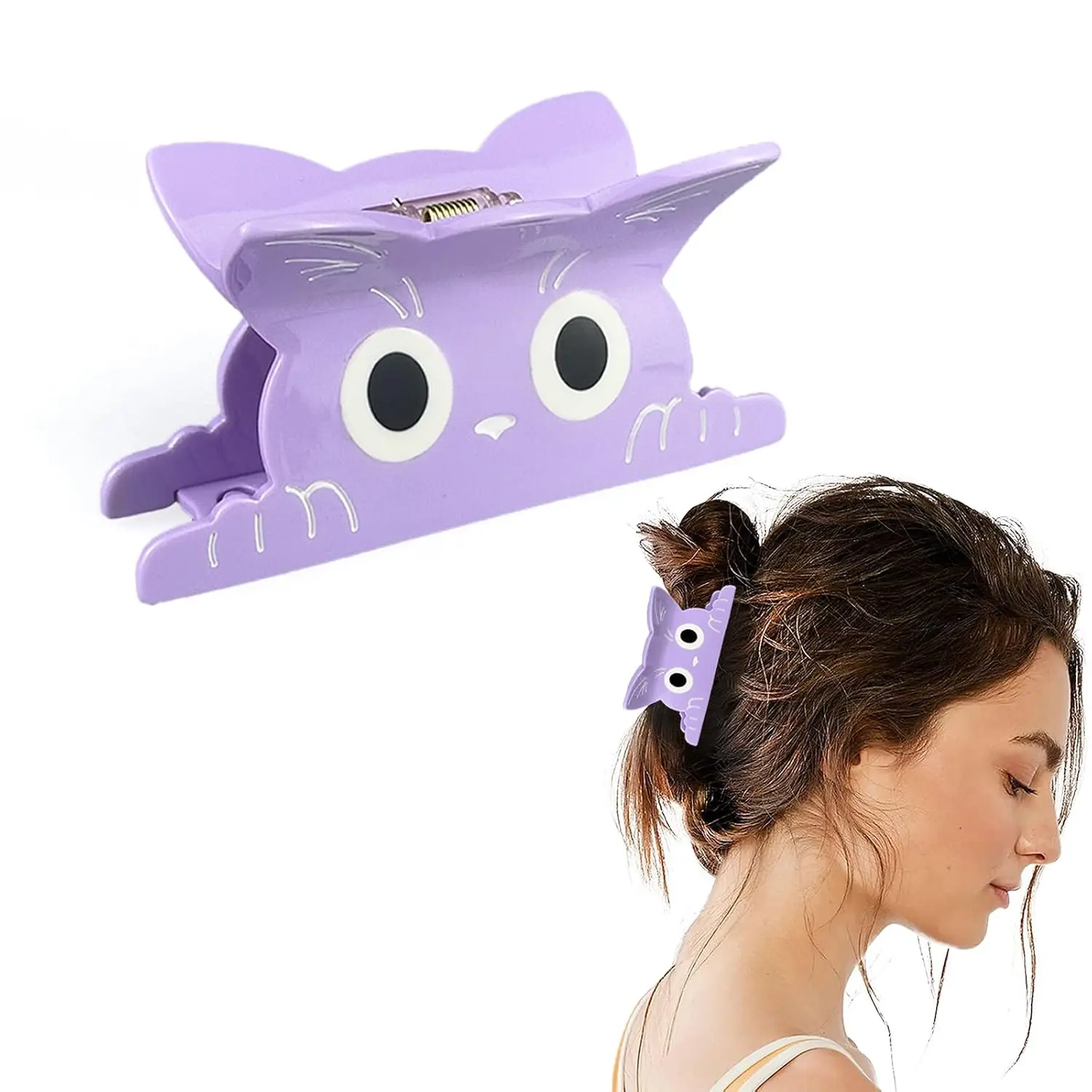 Cute  Hair Claw Clips - Kawaii Cellulose Acetate Barrette, Medium Non Slip  Hold Hair Accessories for Women Teen Girls, Novelty Clips for Thick Thin Hair, 7 Colors