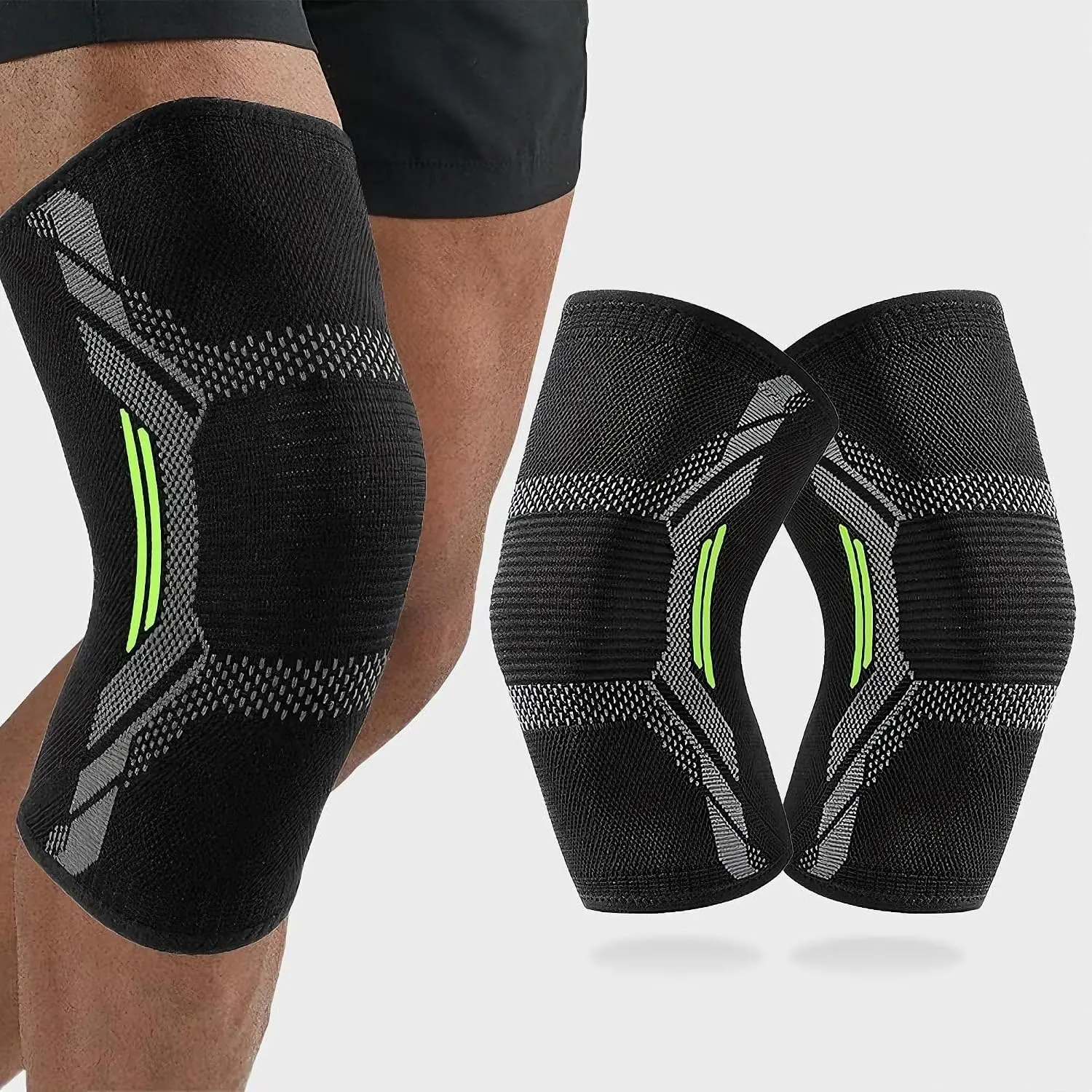 2 Pack Knee Brace for Women Man, Knee Compression Sleeve for Knee Pain Relief, Knee Sleeves for Arthritis Pain, Knee Support for Running Fitness