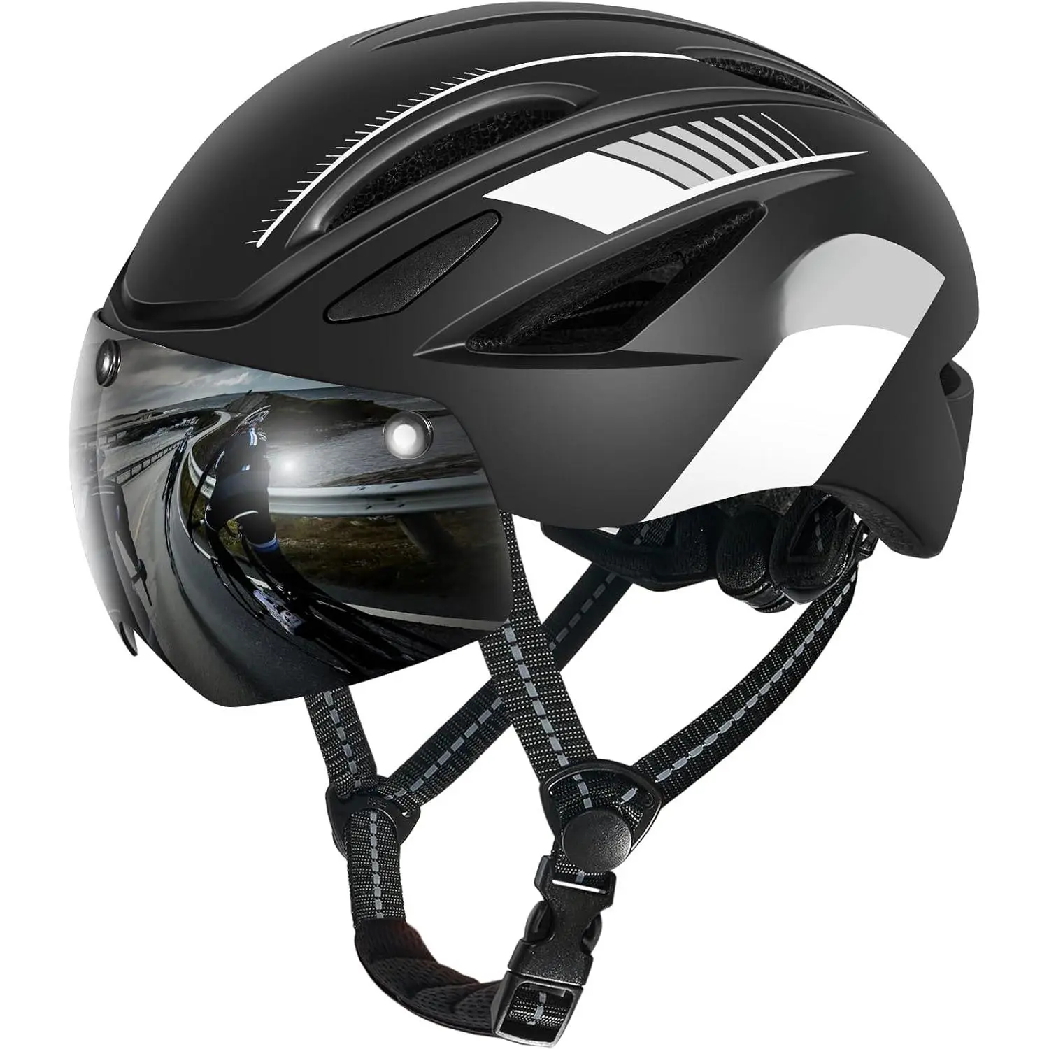 Bike Helmet with Magnetic Sun Visor for Adults, Glasses-Friendly Design Adjustable Dial Cycling Helmet for Men & Women, Urban Riding Bicycle Helmet for Mountain, Road, E-Bike, Commuting