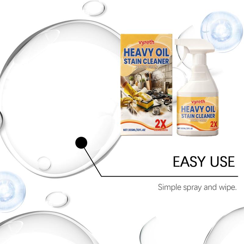 (2 Pieces)Heavy Oil Stain Cleaner,Oil Stain Cleaner Spray with Sprayer, Cleaner Treatment Agent, Stain Remover, Household Cleaning Product for Kitchen Stove, Range Hood, Cleaning Supply, Interior Cleaner, Kitchen Cleaning Supplies, Deep Stain Remover